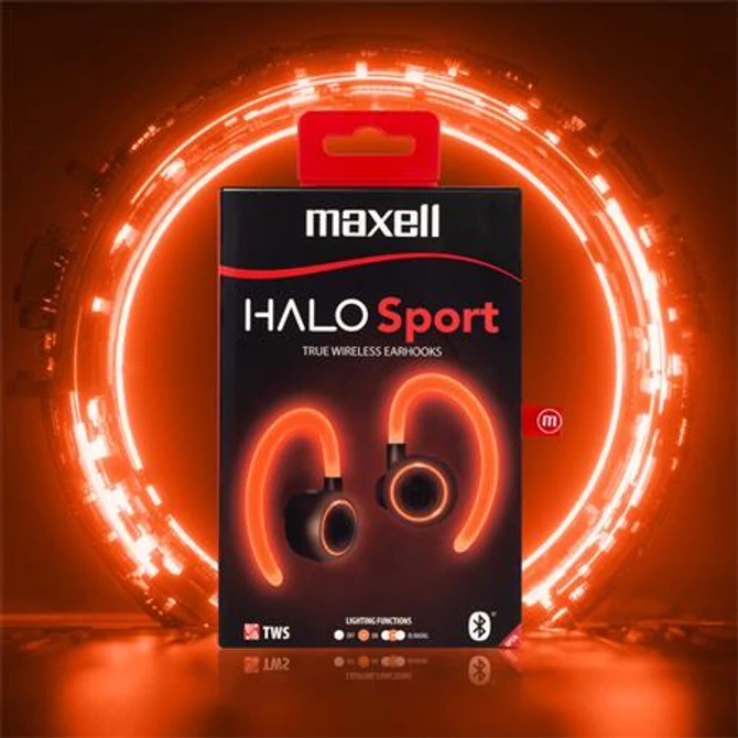 Fülhallgató, vezeték nélküli, Bluetooth, mikrofonnal, LED-es fülhallgató, MAXELL 