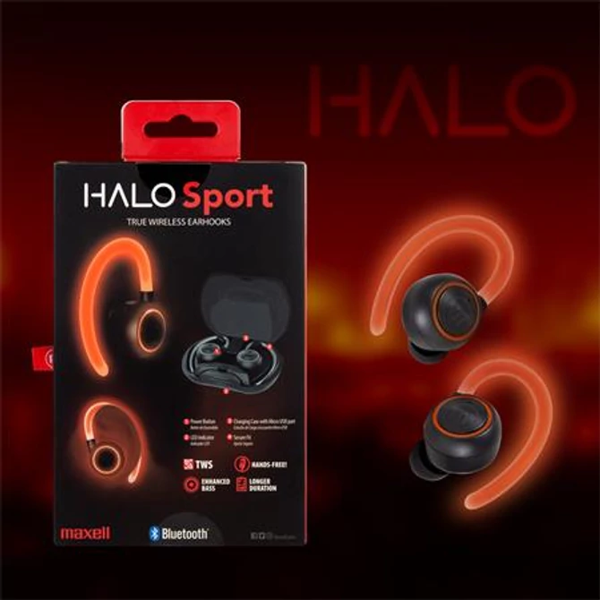 Fülhallgató, vezeték nélküli, Bluetooth, mikrofonnal, LED-es fülhallgató, MAXELL 