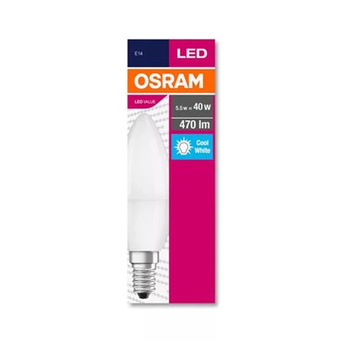 LED izzó, E14, gyertya, B35, 5,7W, 470lm, 4000K (HF), OSRAM 