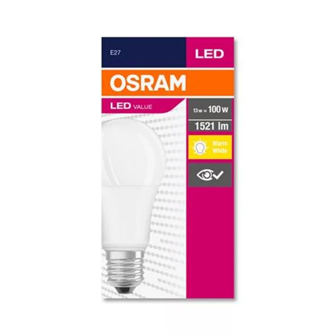 LED izzó, E27, gömb, A60, 13W, 1521lm, 2700K (MF), OSRAM 