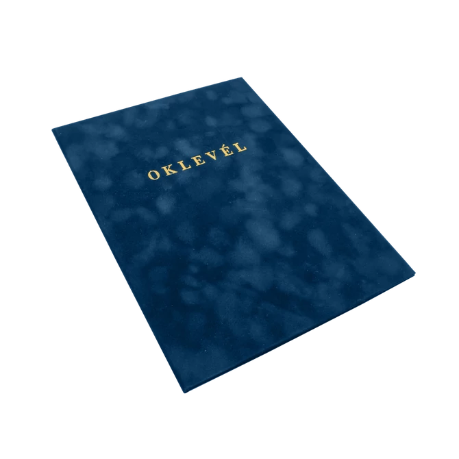 Oklevéltartó A4, prémium, arany nyomattal, Bluering kék