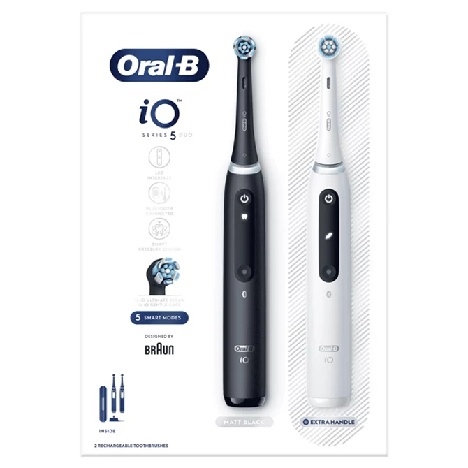 Oral-B iO Series 5 2 db-os matt fekete+fehér elektromos fogkefe szett