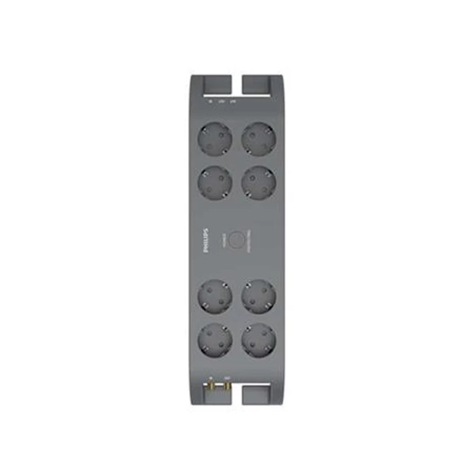 Elosztósor, 8 csatlakozóaljzat, túlfeszültség-védelemmel, 2 m kábel, PHILIPS, sötétszürke