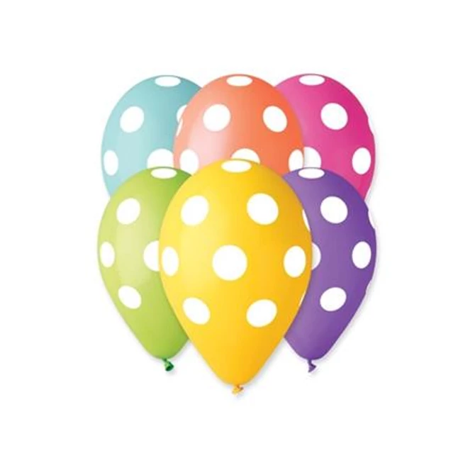 Léggömb, 30cm, teli pöttyös, 10db/cs