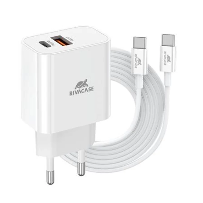 Hálózati töltő, 20W, USB-A és USB-C, USB-C, USB-C/USB-C töltőkábel, RIVACASE 