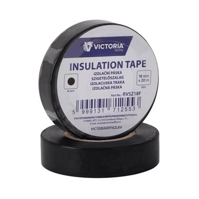 Szigetelőszalag, 18 mm x 20 m, VICTORIA FACILITY, fekete