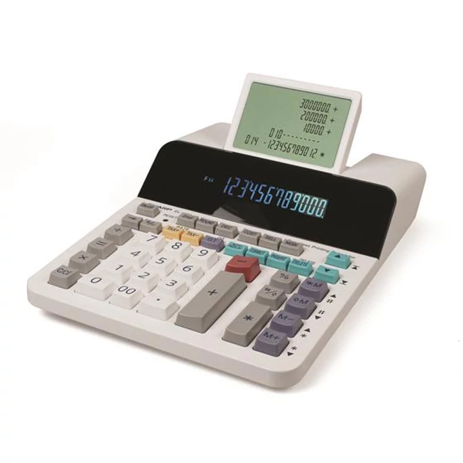 Számológép, segédkijelzős asztali, 12 számjegy, SHARP 