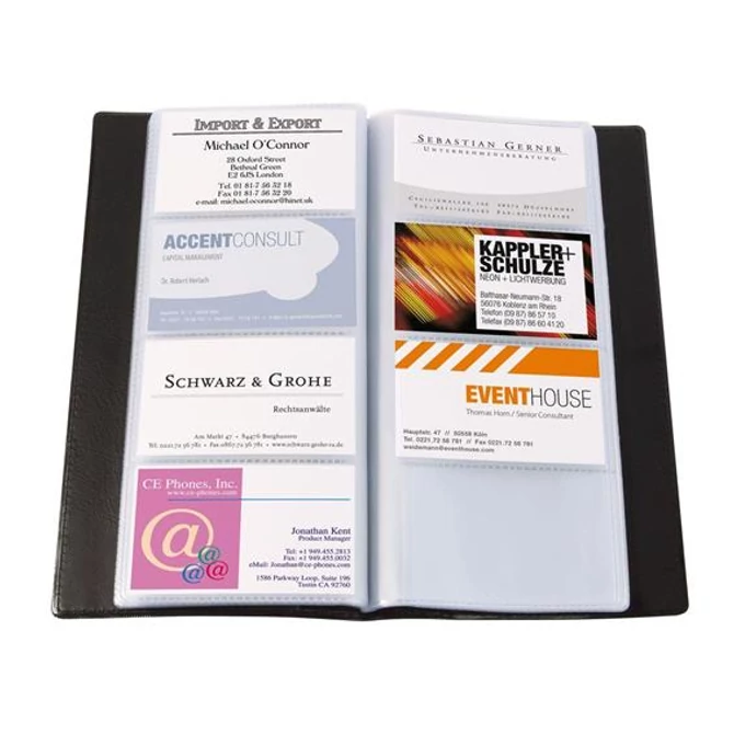 Névjegytartó, műbőr, 192 db-os, SIGEL, fekete