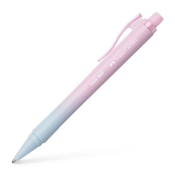 Golyóstoll, 1 mm, XB, nyomógombos, rózsa-égkék tolltest, FABER-CASTELL 