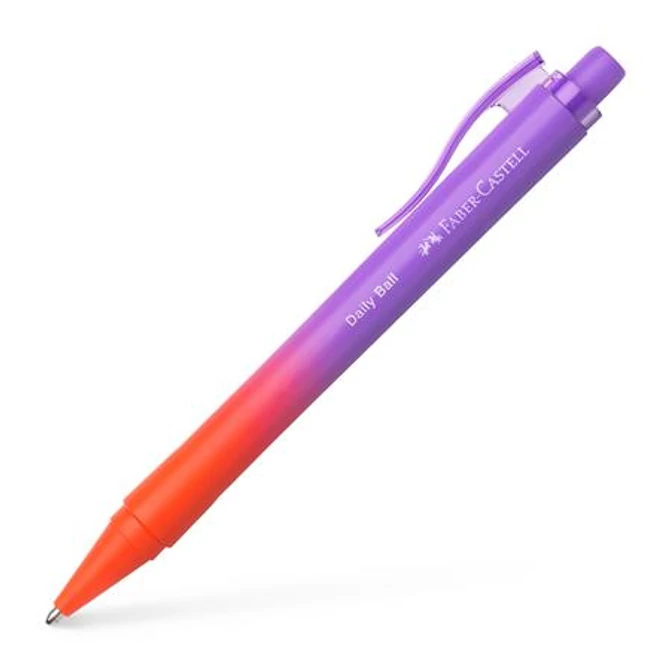 Golyóstoll, 1 mm, XB, nyomógombos, piros-lila tolltest, FABER-CASTELL 