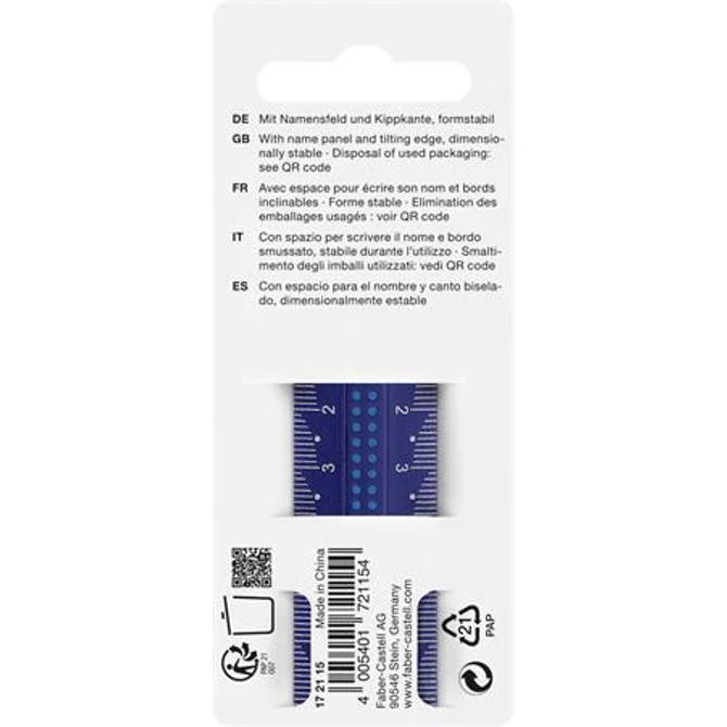 Vonalzó, műanyag, törhetetlen, 15 cm, FABER-CASTELL 