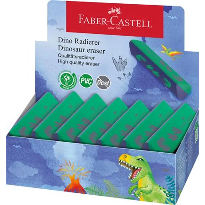 Radír display, háromszögletű, FABER-CASTELL, dinoszaurusz