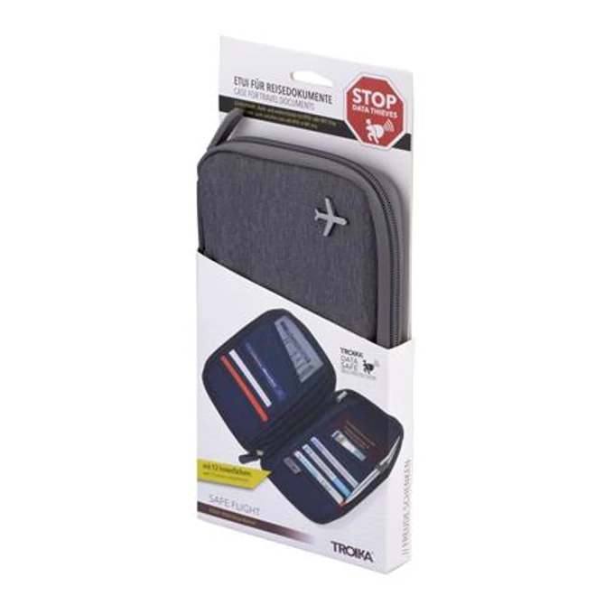 Dokumentumtároló, utazáshoz, RFID védelemmel, TROIKA 