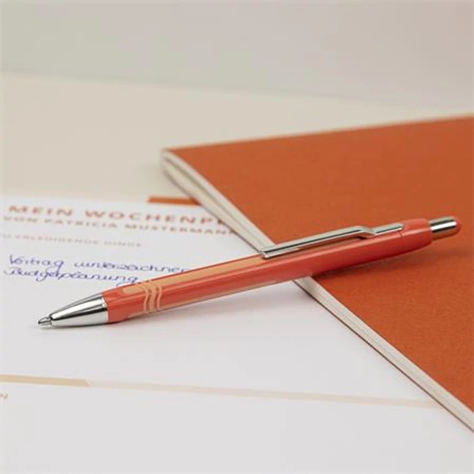 Golyóstoll, 0,7 mm, nyomógombos, narancs tolltest, SCHNEIDER 