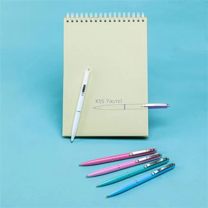 Golyóstoll, 0,5 mm, nyomógombos, vegyes pasztelt tolltest, SCHNEIDER 