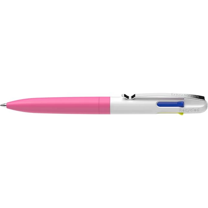 Golyóstoll, 0,5 mm, nyomógombos, négyszínű, SCHNEIDER 