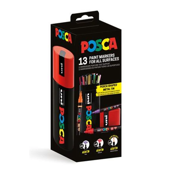 Dekormarker készlet, Posca fém dobozos, UNI 