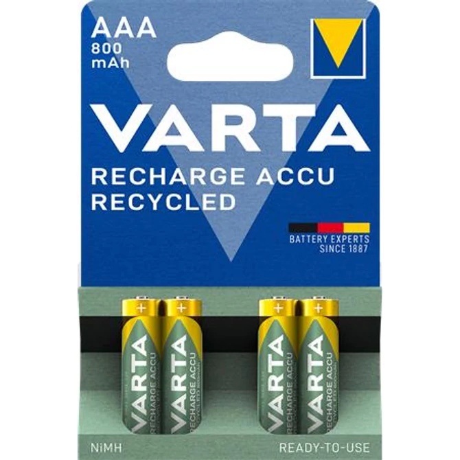 Tölthető elem, AAA mikro, újrahasznosított, 4x800 mAh, VARTA