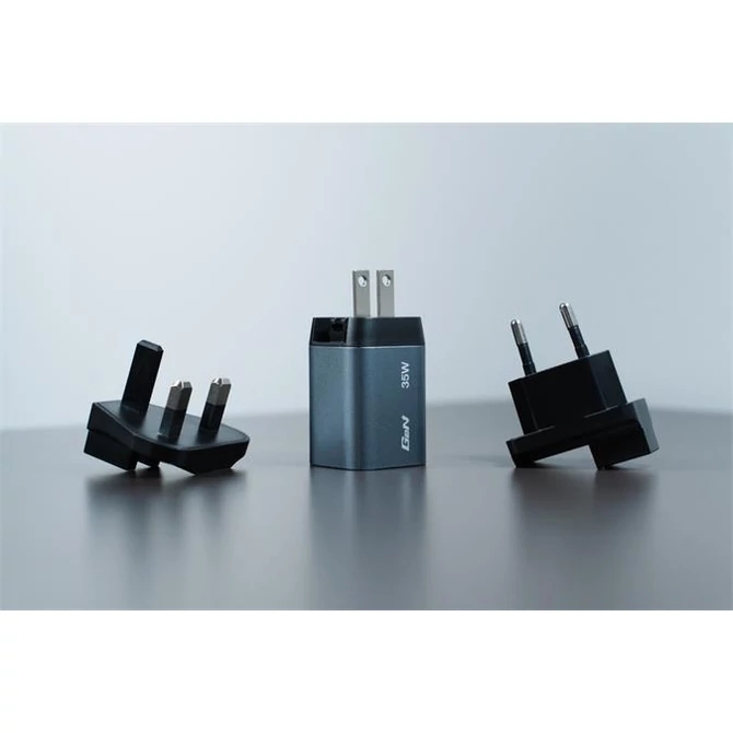 Hálózati töltő, 1xUSB-C PD (35W), USB-A QC 3.0, EU/UK/US, GaN, VERBATIM