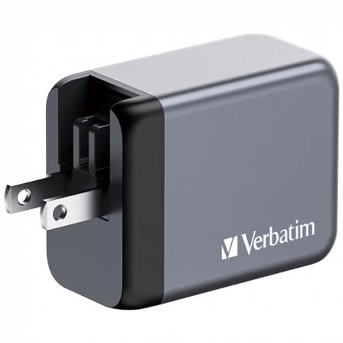 Hálózati töltő, 2xUSB-C PD (65W), USB-A QC 3.0, EU/UK/US, GaN, VERBATIM