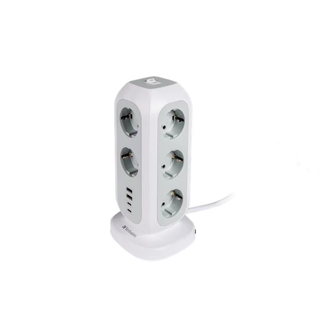 Elosztó, álló, 11 aljzat, 2xUSB-A, 2xUSB-C, VERBATIM 