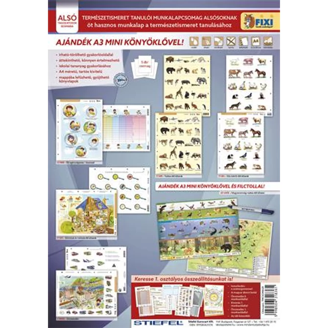 Tanulói munkalap csomag, 5 munkalap, 1 alátét, filc, STIEFEL 