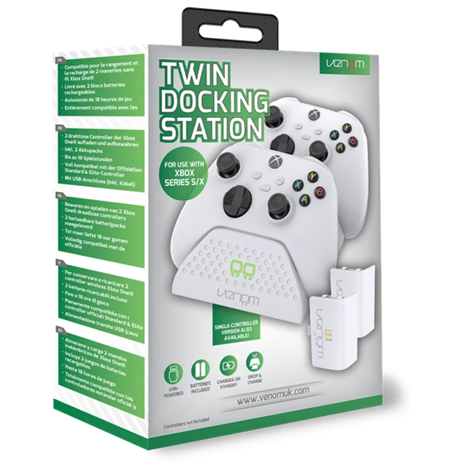 Venom VS2871 Xbox Series X & S fehér dupla töltőállomás + 2db akkumulátor