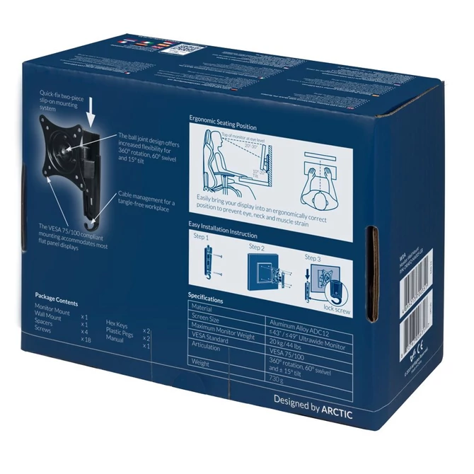 Arctic W1A Monitor Wall Mount Black
