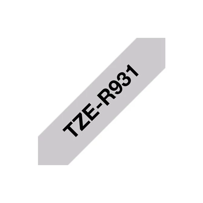 Brother TZe-R931 selyem szövet P-touch szalag (12mm) Black on Silver - 4m