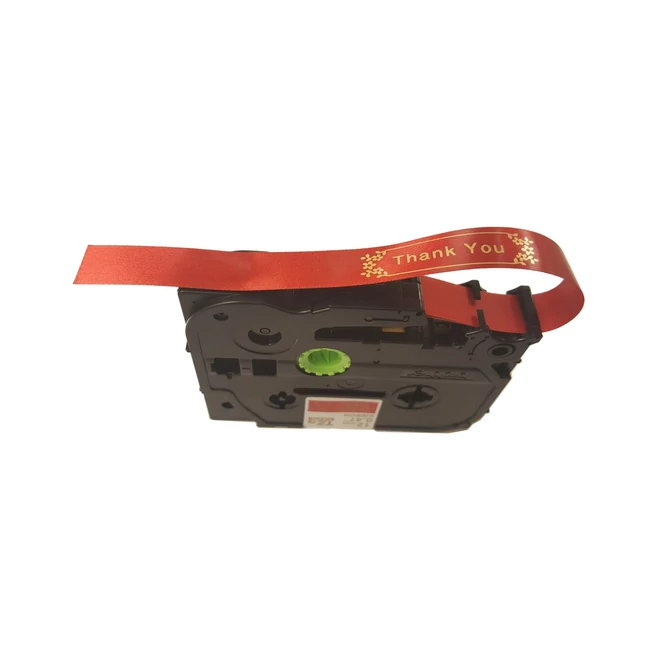 Brother TZE-RW34 selyem szövet P-touch szalag (12mm) Red on Gold - 4m