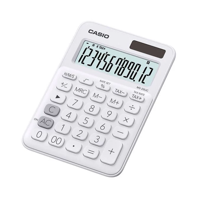 Számológép asztali 12 digit nagy, döntött kijelző Casio MS 20 UC fehér