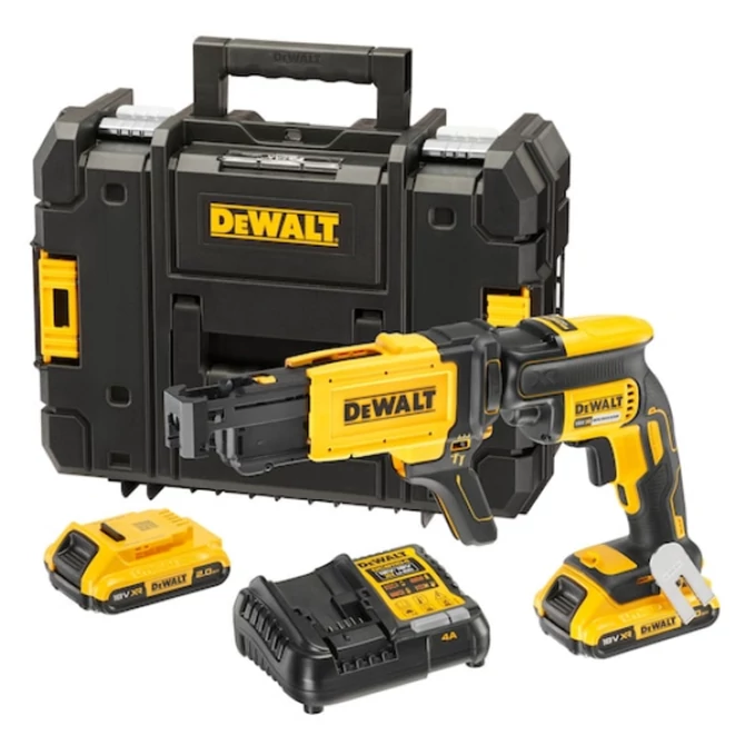 DEWALT Gipszkartoncsavarozó, 18V, XR, 2x2Ah akku, töltő,