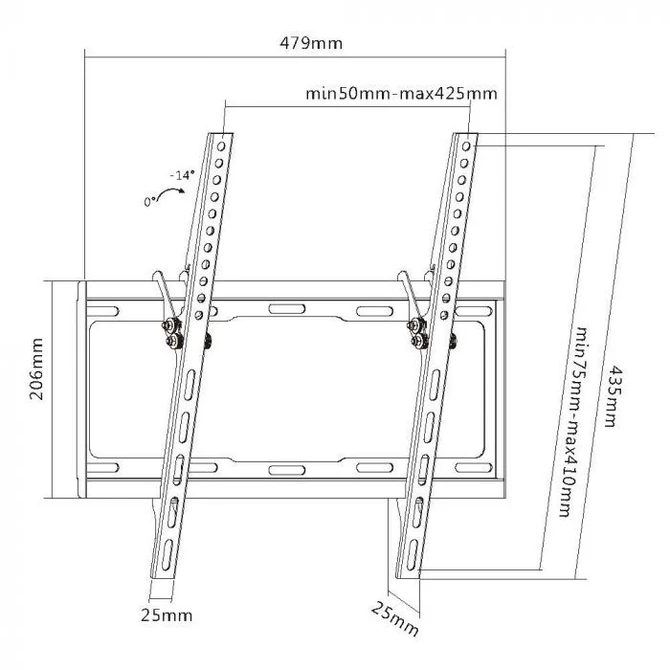 Kijelző fali konzol, dönthető, 32