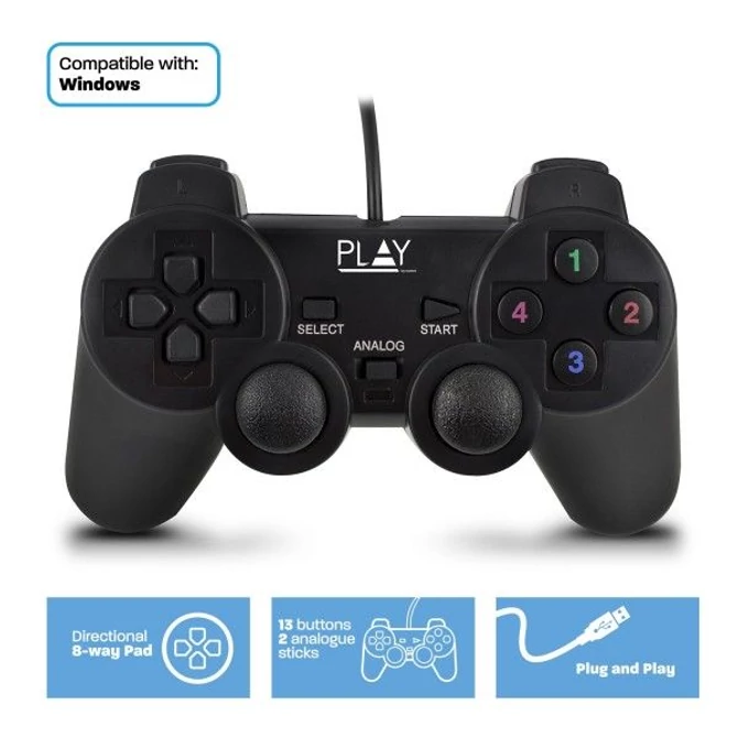 Ewent PL3330 Play USB Gamepad Black