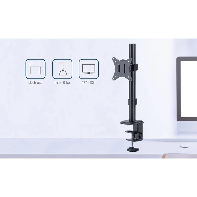 Gembird MA-D1-02 Desk mounted single monitor arm 17”-32” Black
