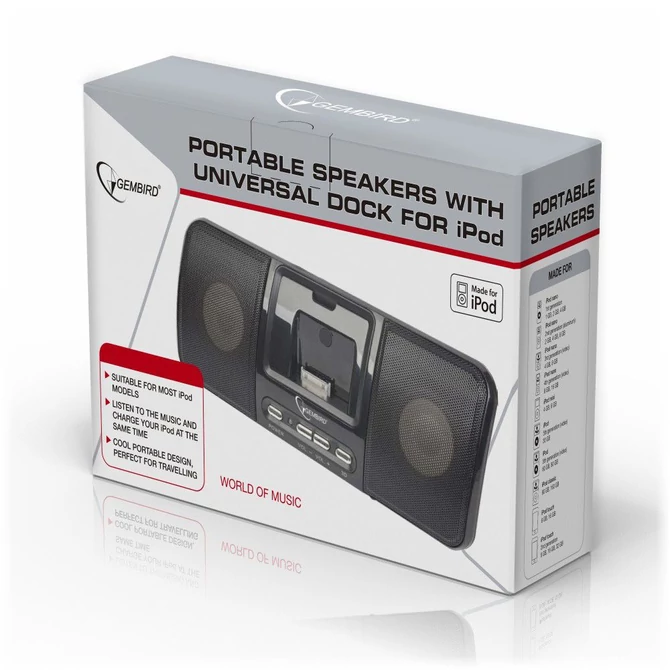 Gembird SPK321i Portable speakers with universal dock for iPhone and iPod Black