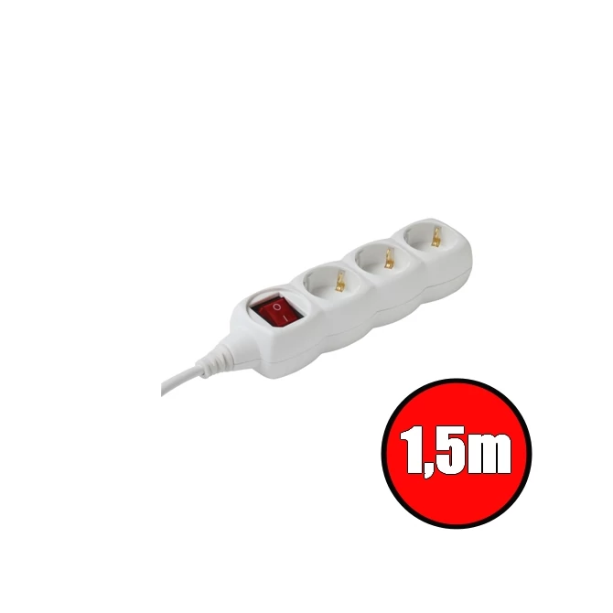 Home NV 3K/WH 3 aljzat 1,5 méter 3x1mm2 fehér kapcsolós elosztó