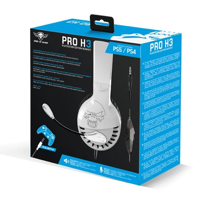 Spirit of Gamer PRO-H3 PS4/PS5 fehér gamer headset