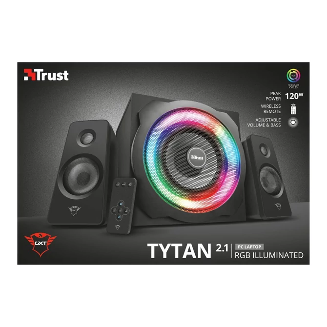 Trust GXT 629 Tytan 2.1 Speaker RGB jack 120W fa gamer hangszóró
