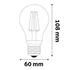 LED izzó, filament, E27, gömb, A60, 8,5W, 1055lm, 2700K, AVIDE