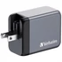 Hálózati töltő, 2xUSB-C PD (65W), USB-A QC 3.0, EU/UK/US, GaN, VERBATIM
